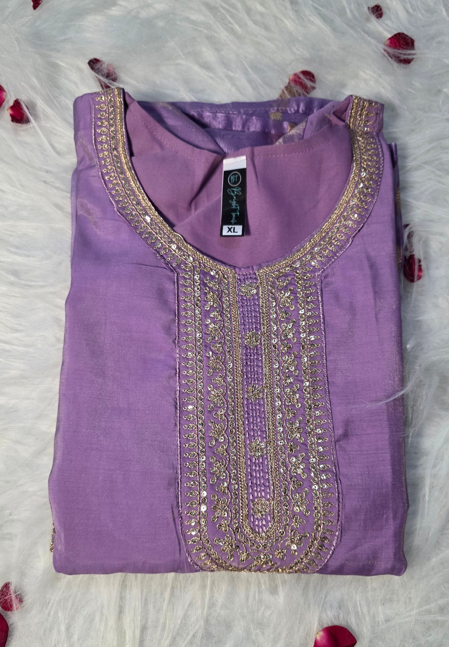 Lavender Elegance Embroidered Suit Set