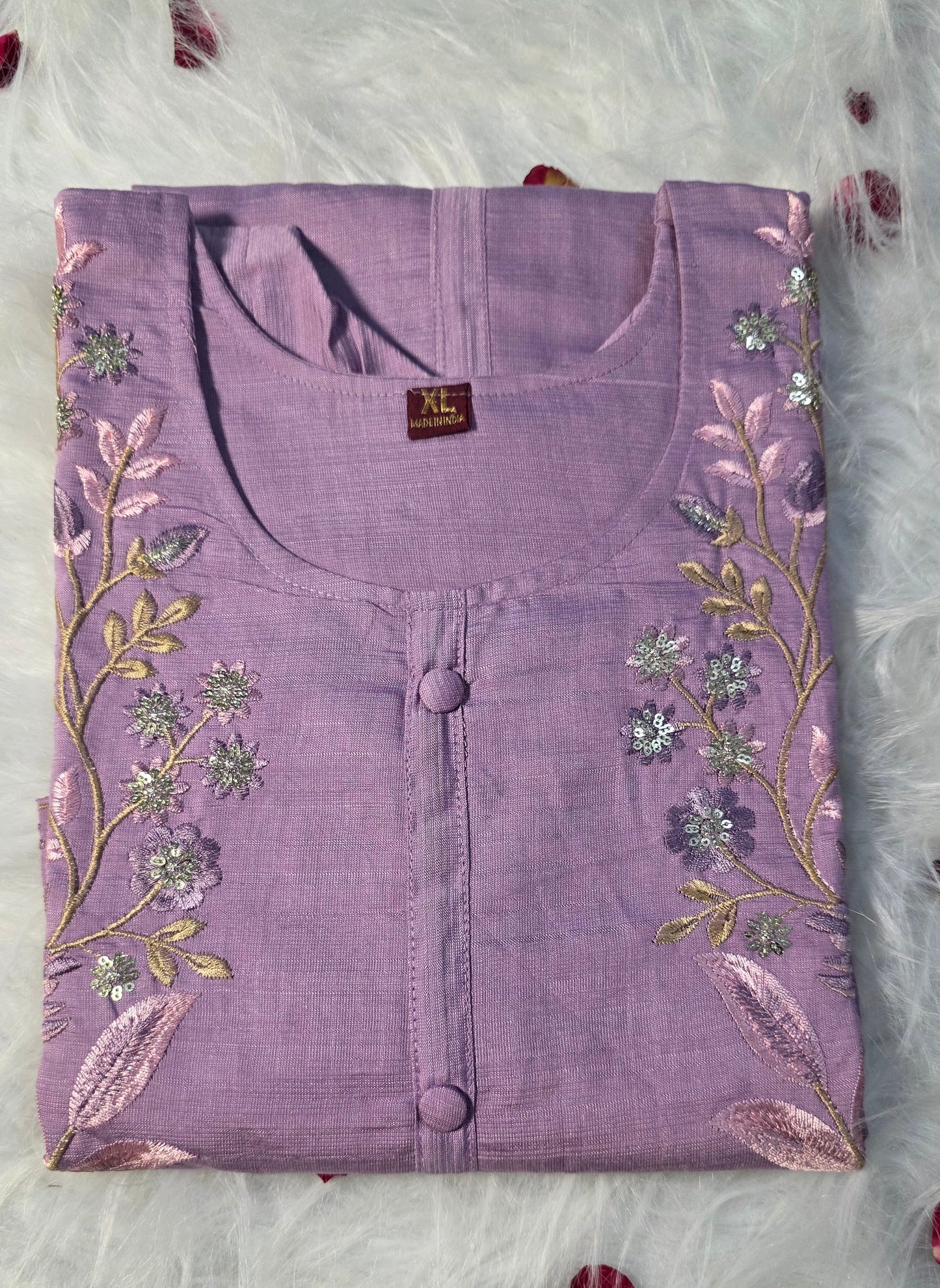 Lavender Embroidered Kurta Set