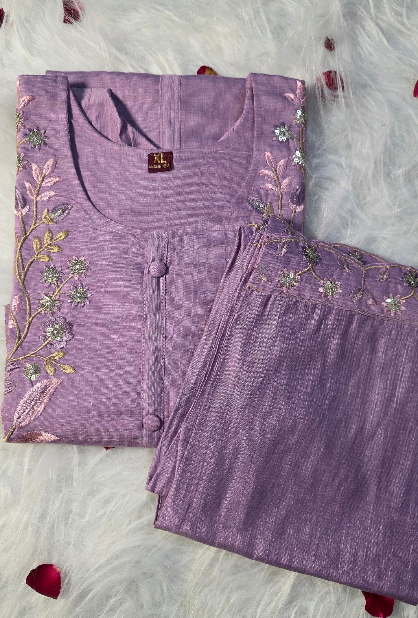 Lavender Embroidered Kurta Set