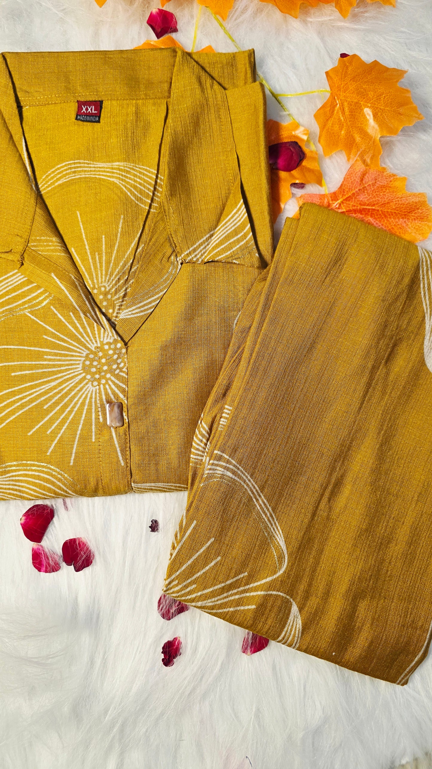 Mustard Yellow Cotton Suit Set