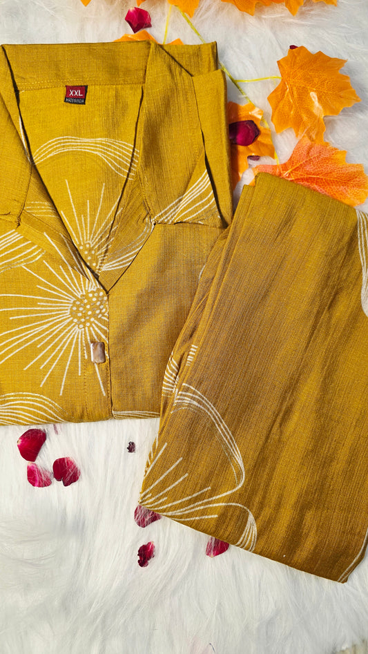 Mustard Yellow Cotton Suit Set