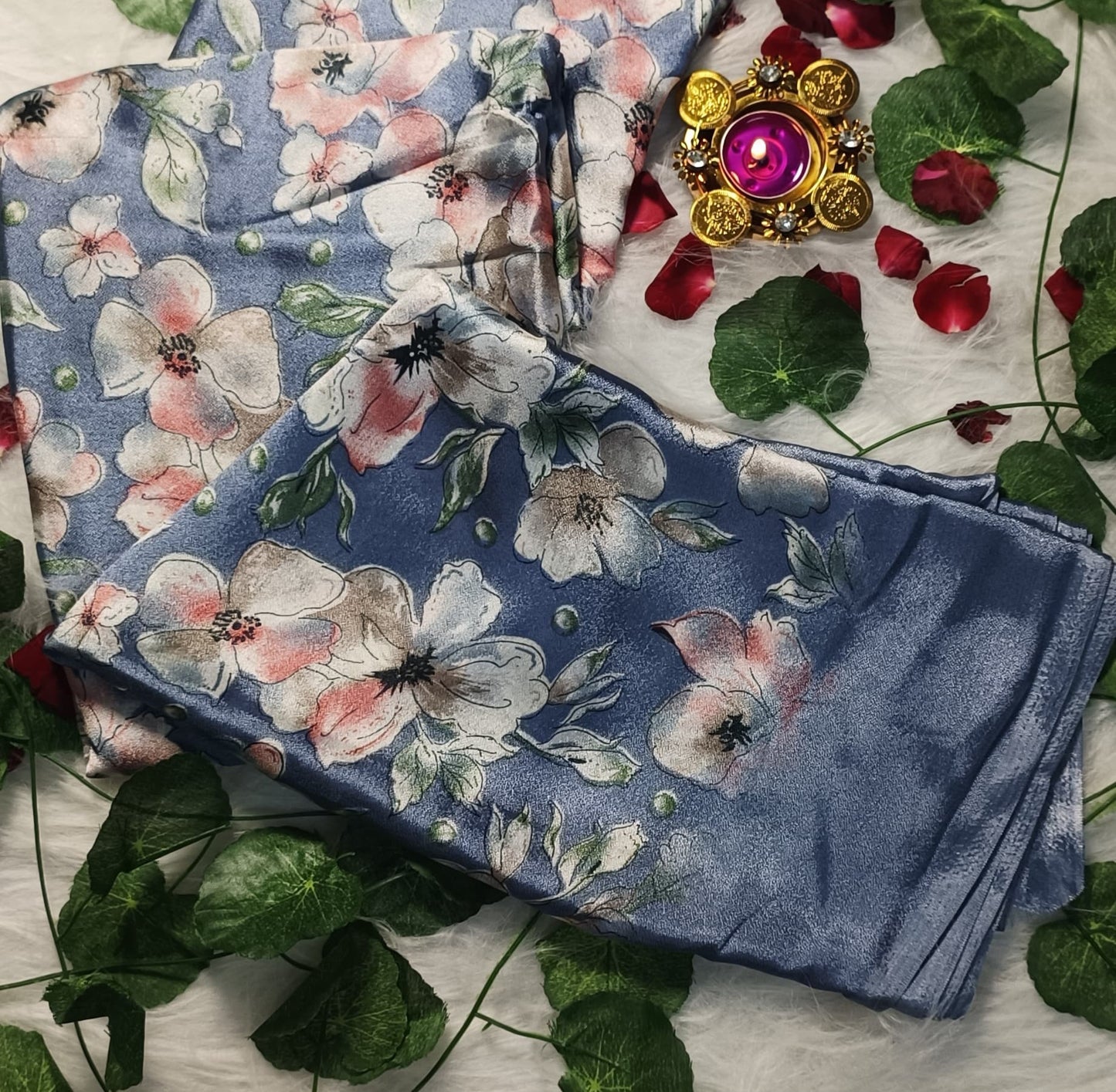 Azure Blossom Elegance Saree