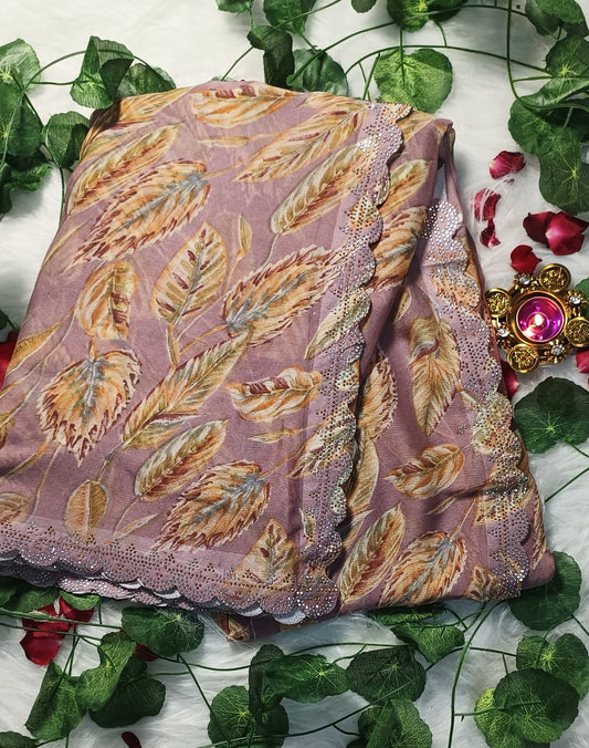 Dusky Rose Feather Luxe Saree