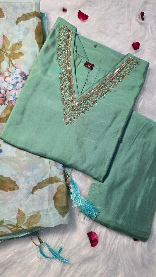 Elegant Pastel Green Suit Set