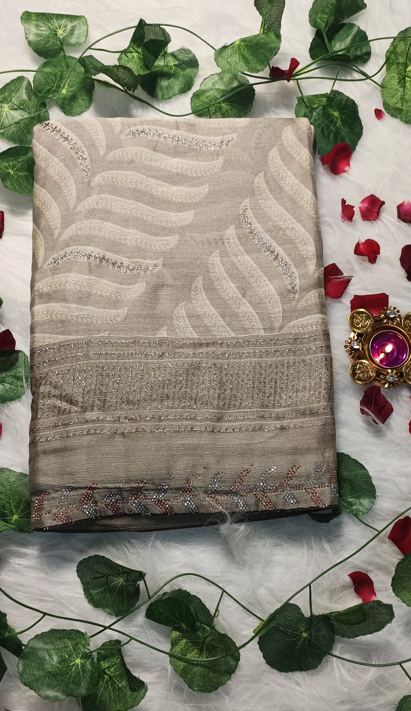 Mocha Leaf Royale Saree