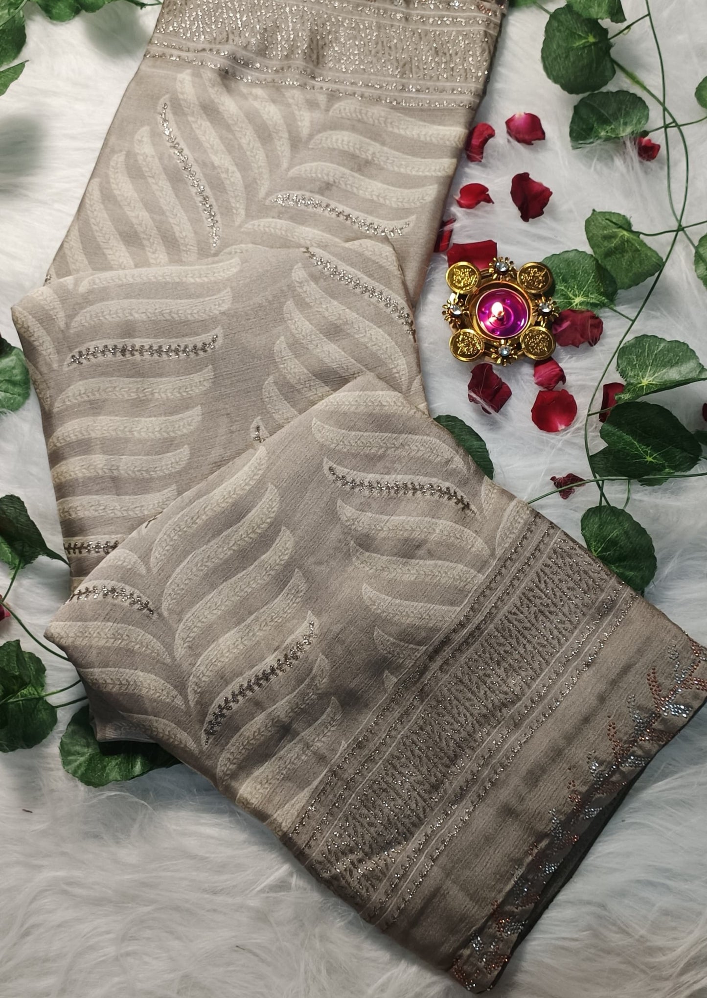 Mocha Leaf Royale Saree