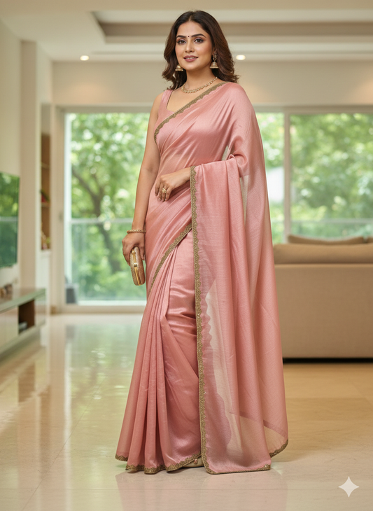 Blush Rose Handwoven Silk Saree