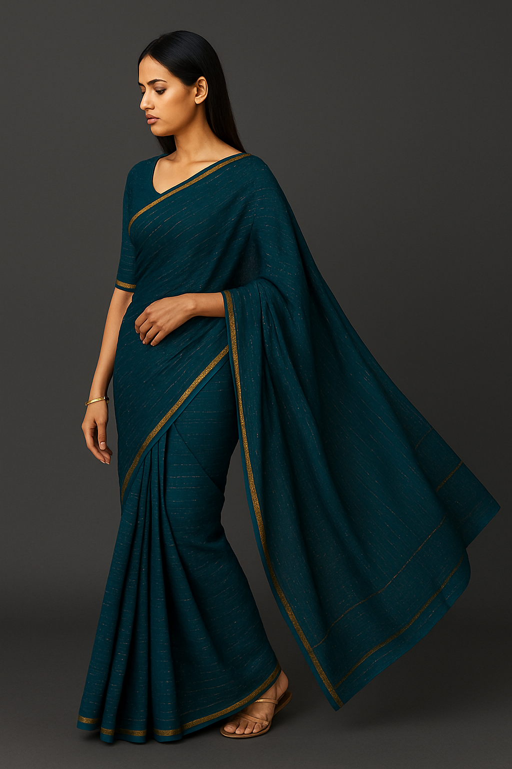 Midnight Sapphire Elegance Saree
