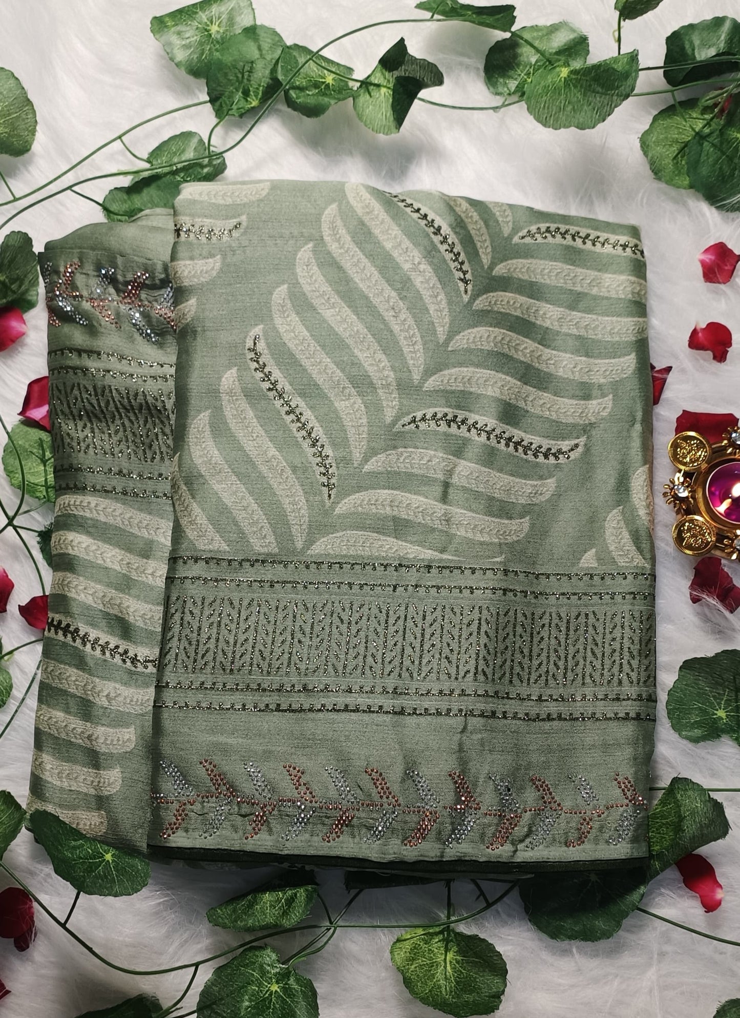 Emerald Leaf Royale Saree