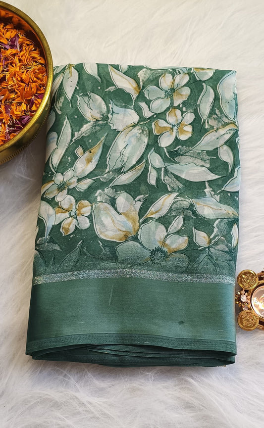 Green Blossom Soft Silk
Printed Saree