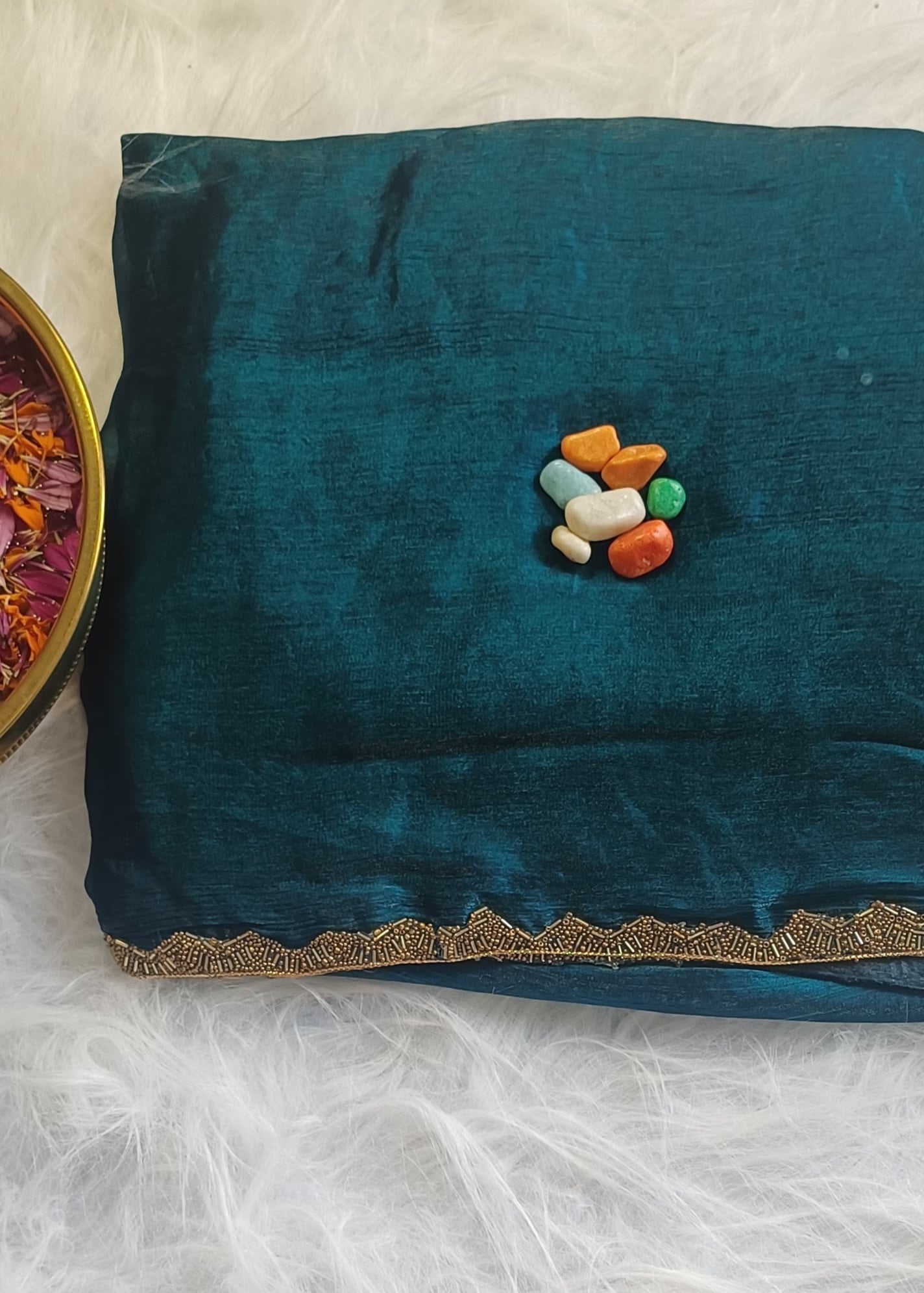 Deep Teal Handwoven Silk Saree