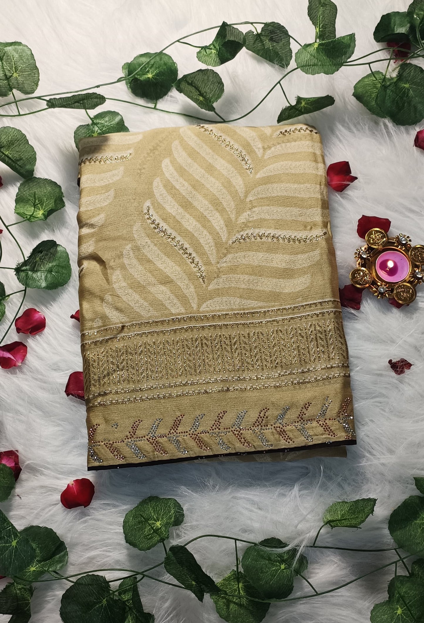Golden Leaf Elegance Saree