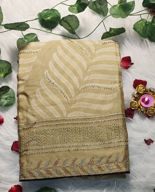 Golden Leaf Elegance Saree