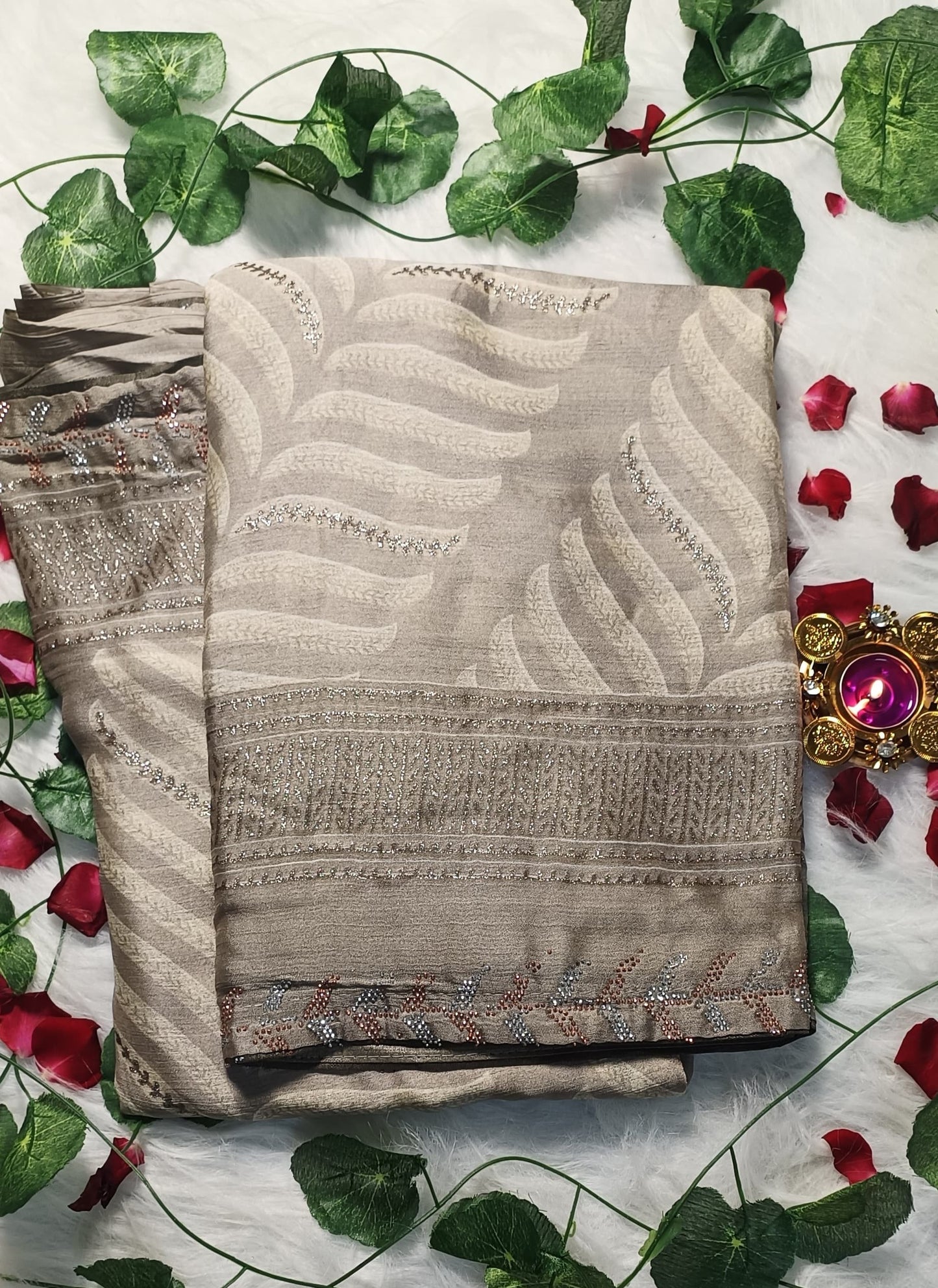 Mocha Leaf Royale Saree