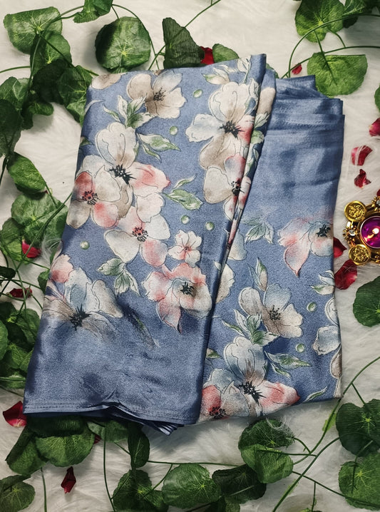 Azure Blossom Elegance Saree
