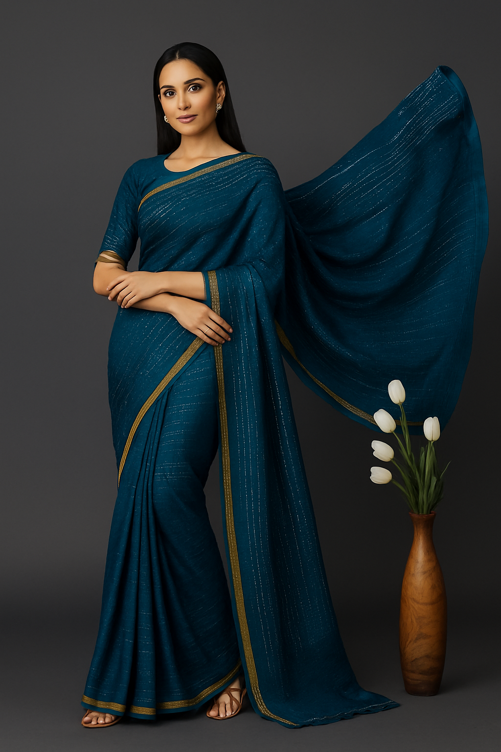 Midnight Sapphire Elegance Saree
