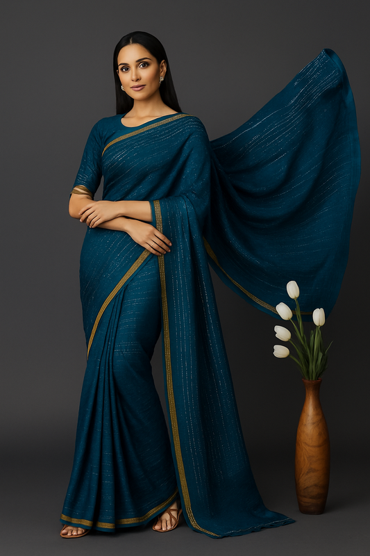Midnight Sapphire Elegance Saree
