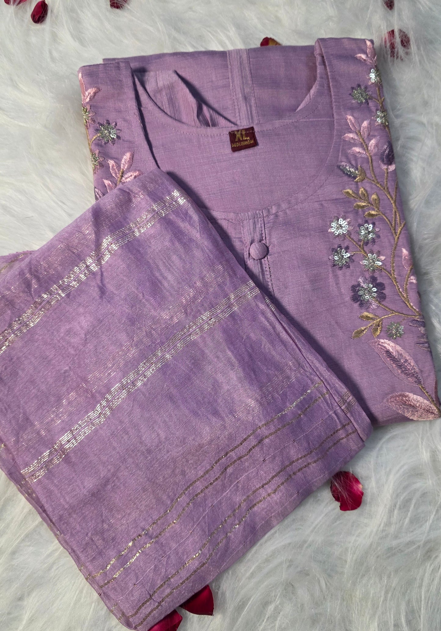 Lavender Embroidered Kurta Set