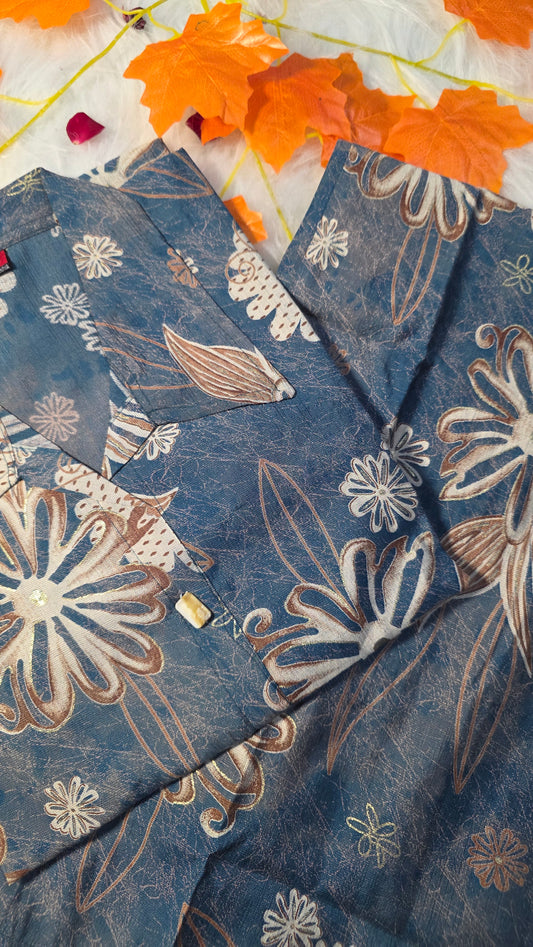 Blue Floral Printed