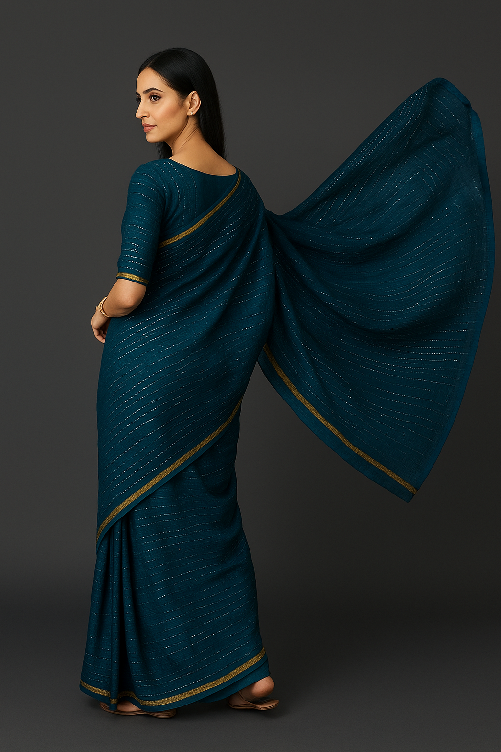 Midnight Sapphire Elegance Saree