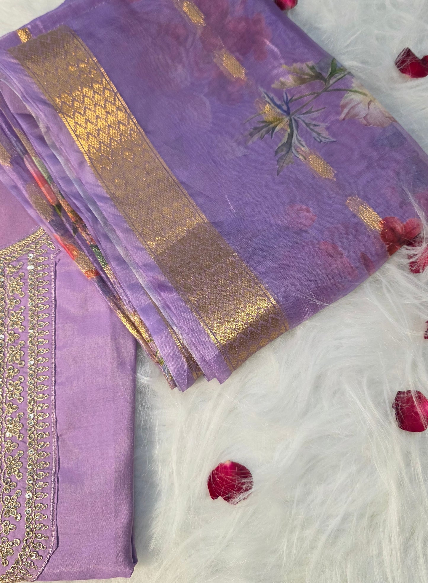 Lavender Elegance Embroidered Suit Set