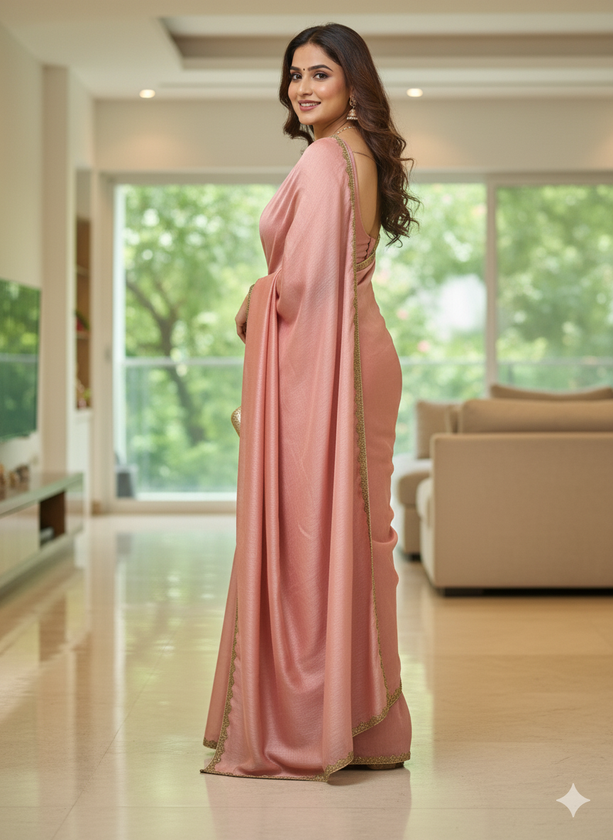 Blush Rose Handwoven Silk Saree