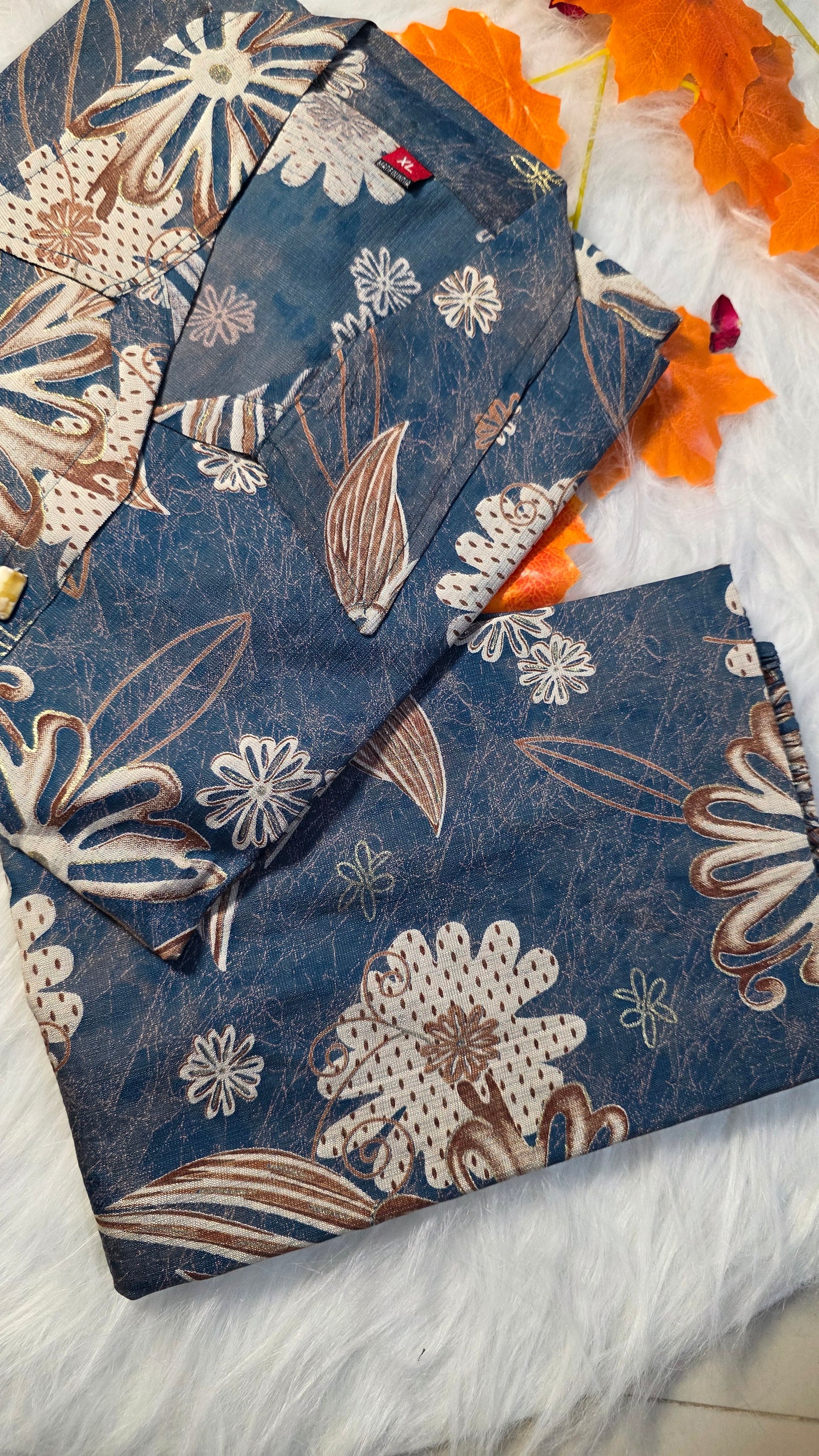 Blue Floral Printed