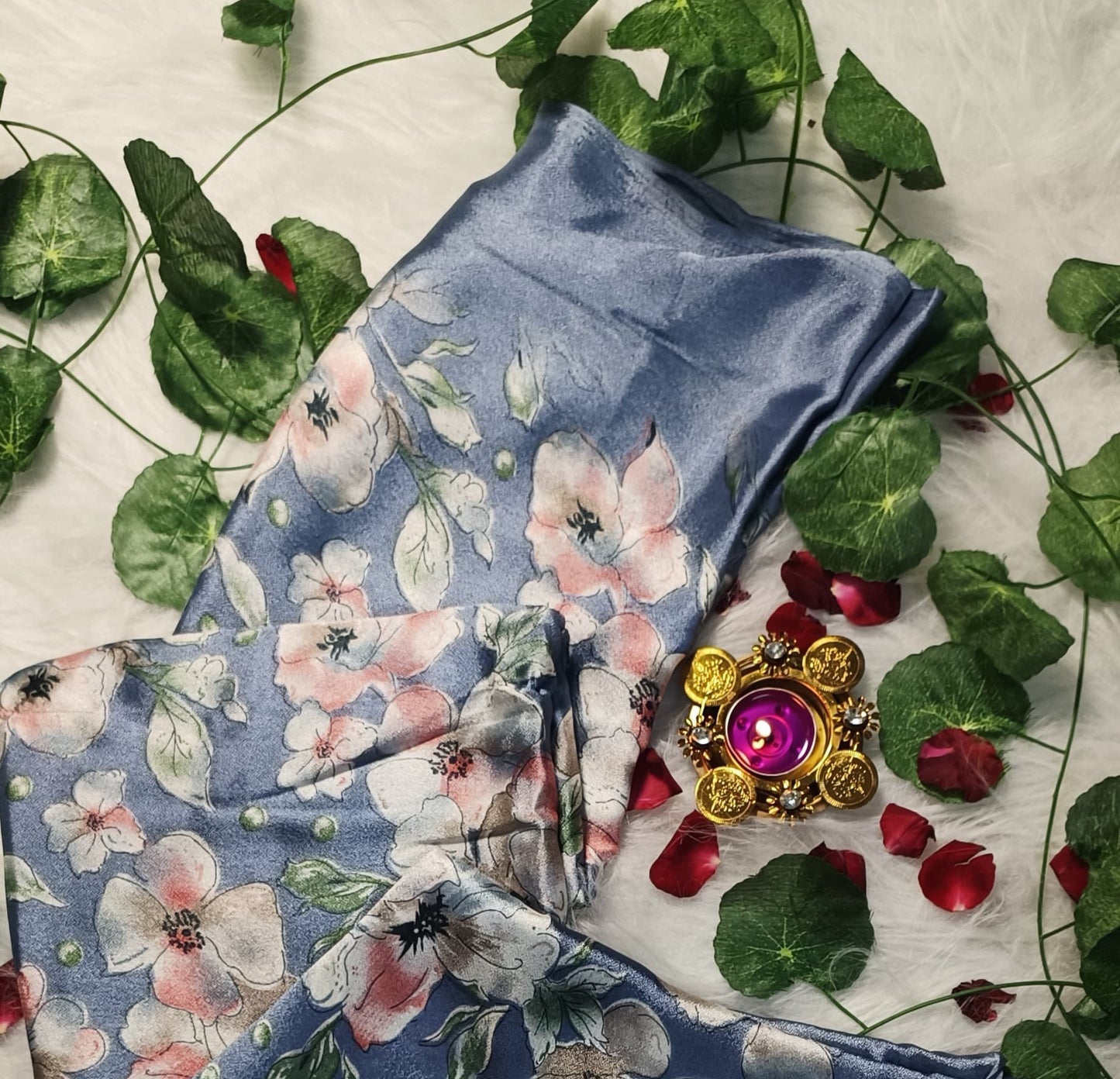 Azure Blossom Elegance Saree