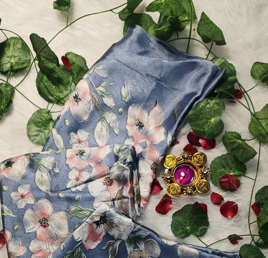 Azure Blossom Elegance Saree