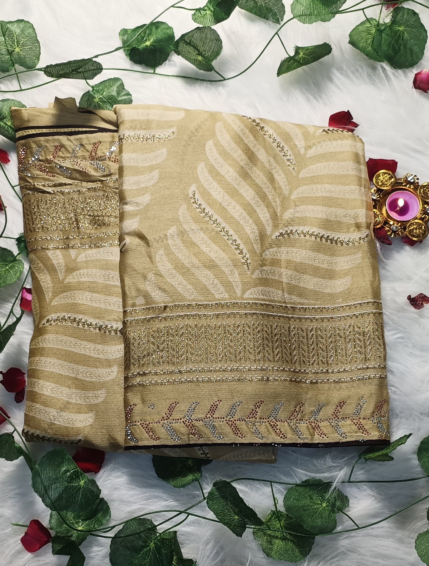 Golden Leaf Elegance Saree