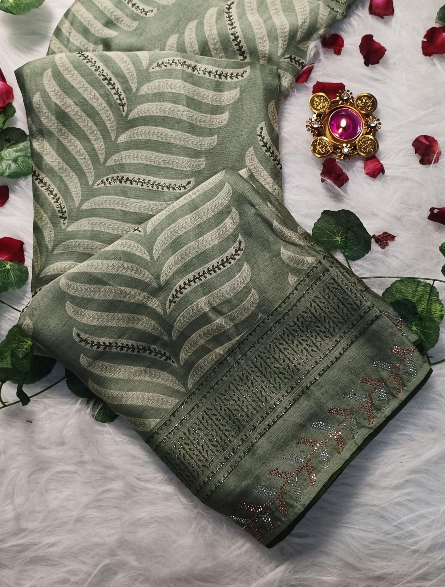 Emerald Leaf Royale Saree