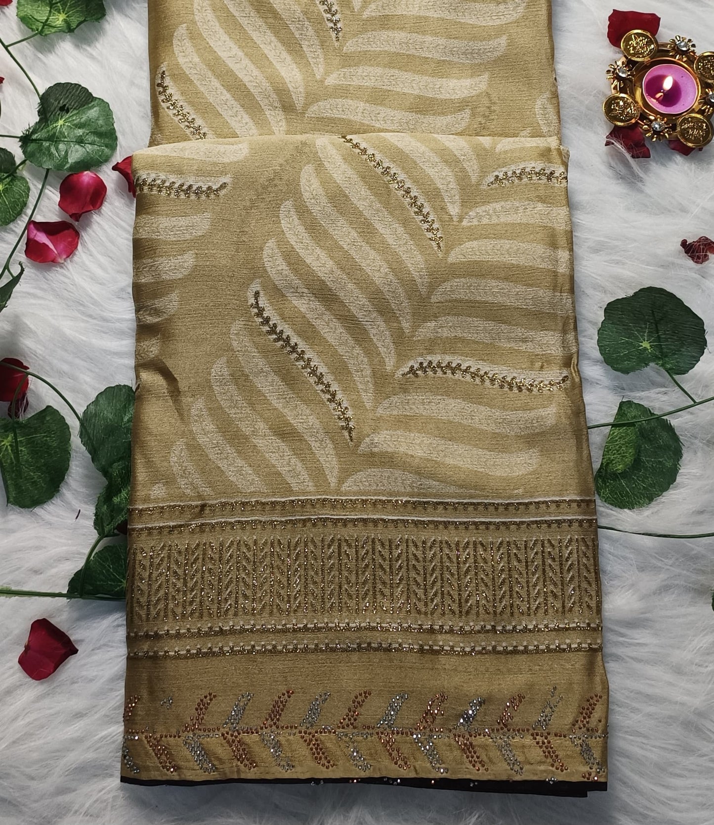 Golden Leaf Elegance Saree