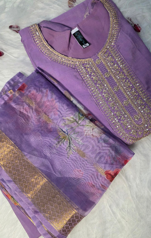 Lavender Elegance Embroidered Suit Set