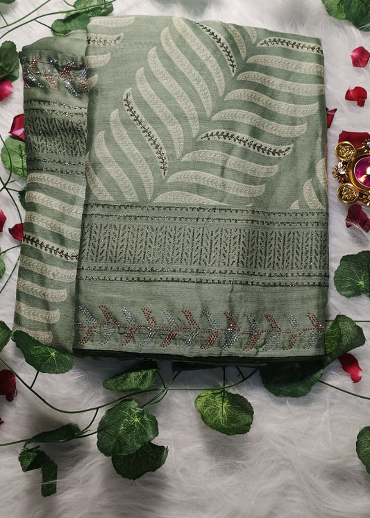 Emerald Leaf Royale Saree