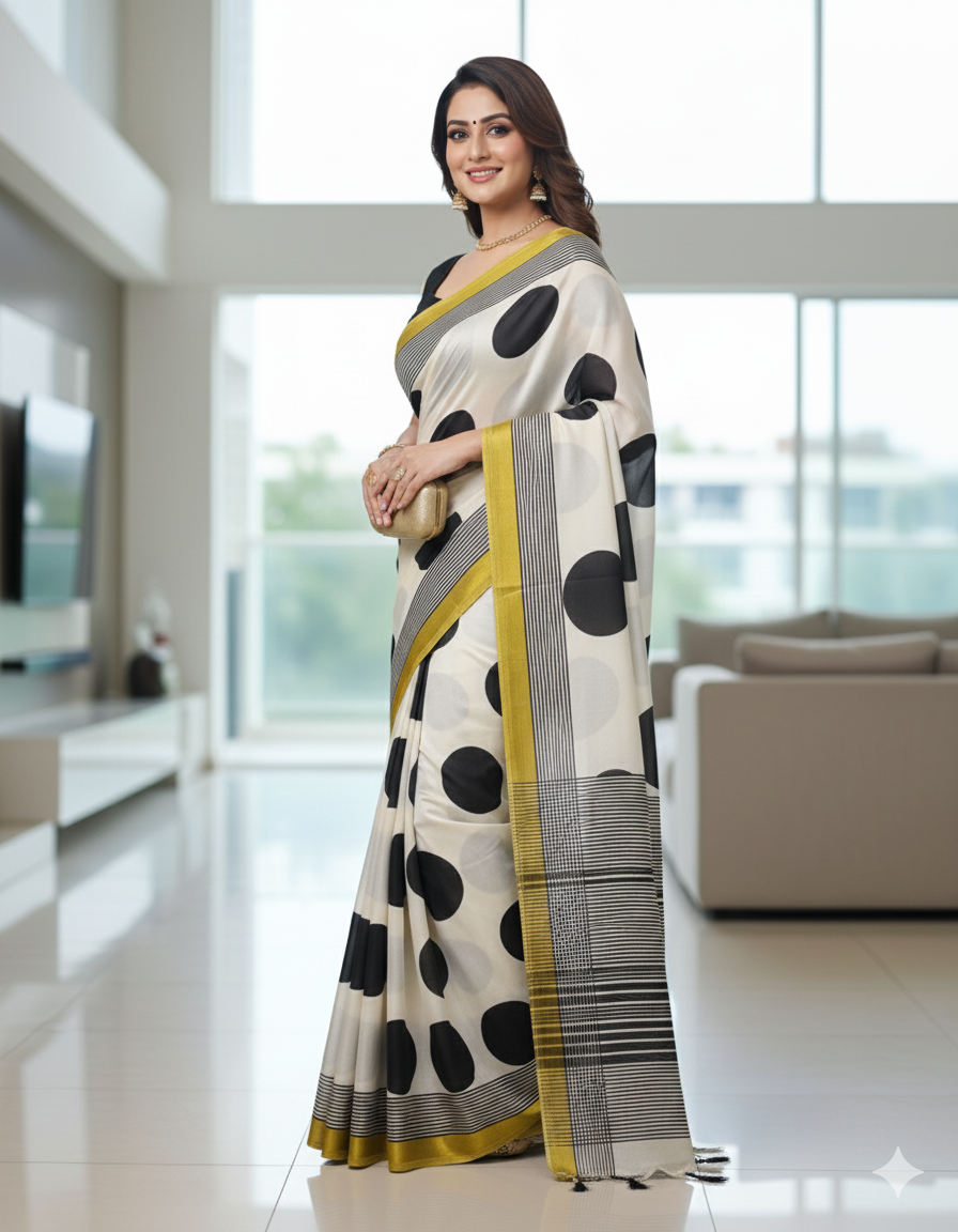 Noir Polka Elegance Saree
