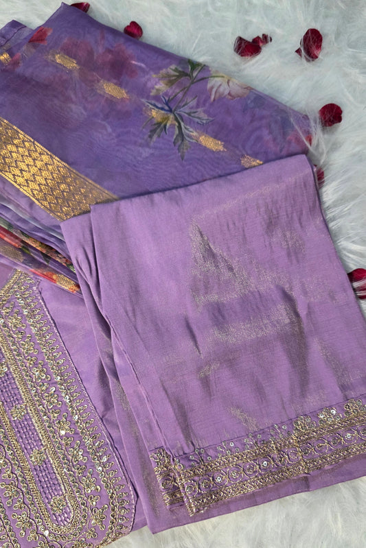 Lavender Elegance Embroidered Suit Set