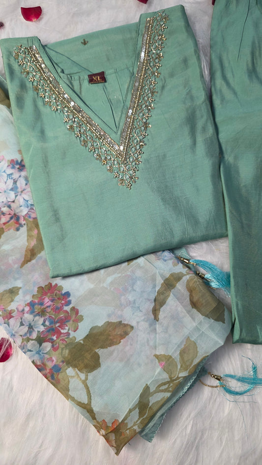 Elegant Pastel Green Suit Set