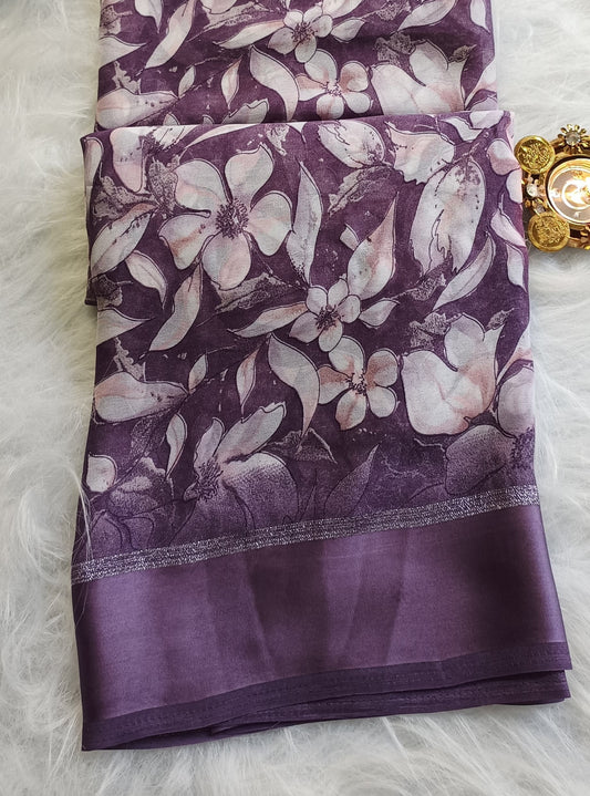 Purple Blossom Soft Silk
Printed Saree
