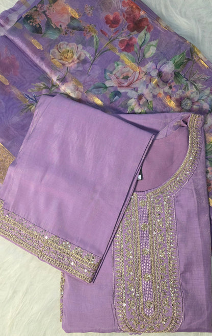 Lavender Elegance Embroidered Suit Set