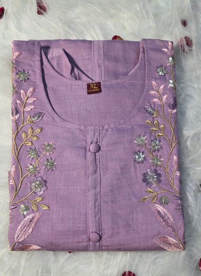 Lavender Embroidered Kurta Set