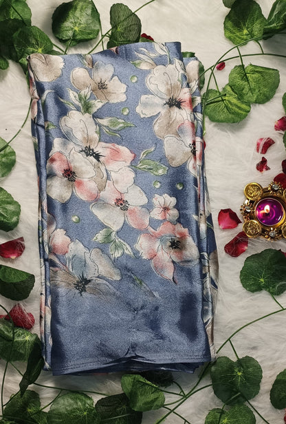 Azure Blossom Elegance Saree