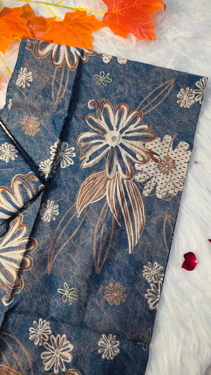Blue Floral Printed