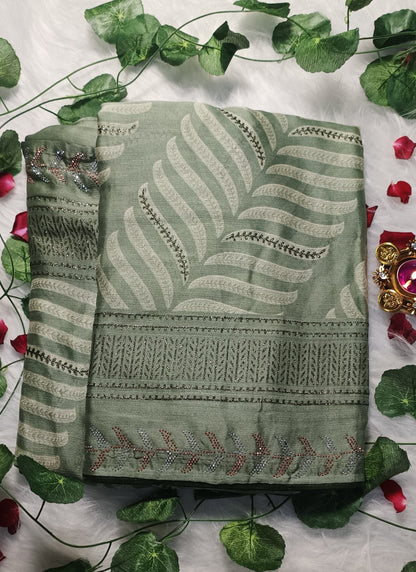 Emerald Leaf Royale Saree
