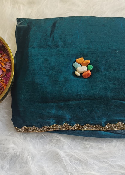 Deep Teal Handwoven Silk Saree