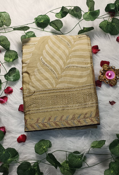 Golden Leaf Elegance Saree