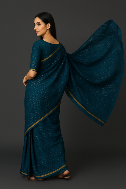 Midnight Sapphire Elegance Saree