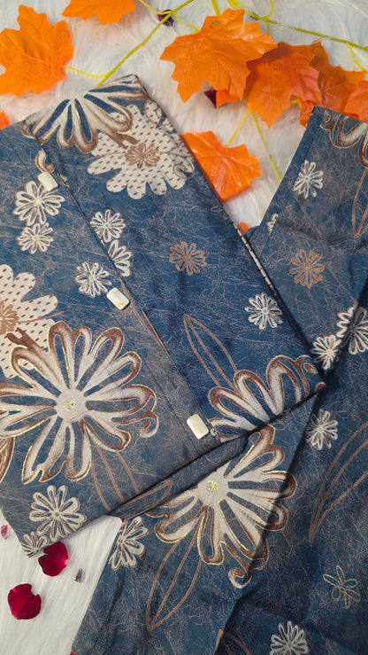 Blue Floral Printed