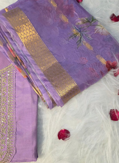 Lavender Elegance Embroidered Suit Set