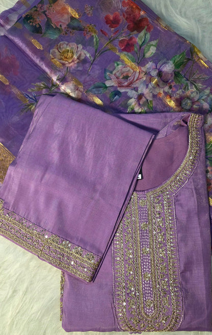 Lavender Elegance Embroidered Suit Set