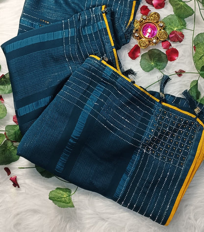 Midnight Sapphire Elegance Saree